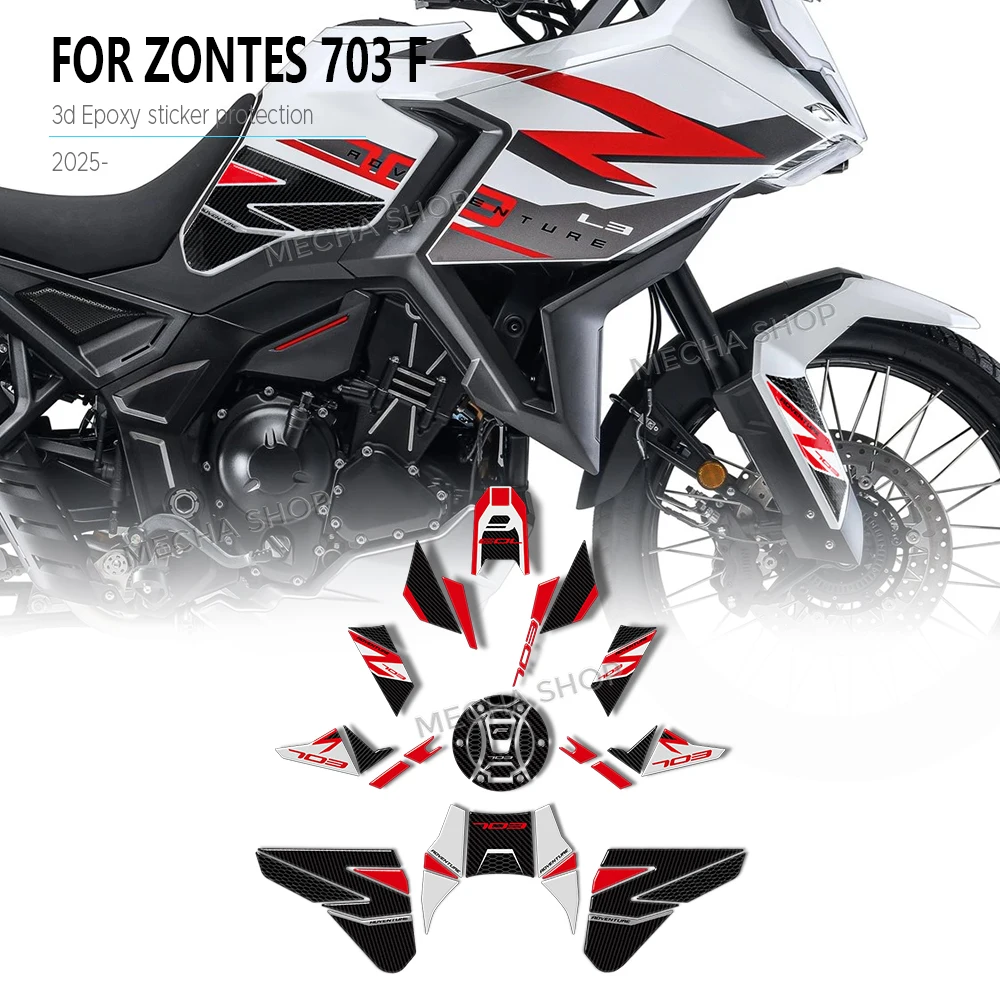 

For Zontes 703 F Adventure 2025 Motorcycle Tank Pad Protector Sticker Decals 3D Resin Kit Protection Accessoriesr