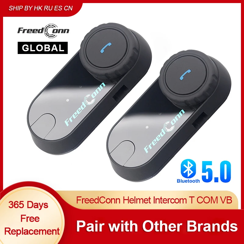 FreedConn T COM VB Motorcycle Helmet Headset Intercom Moto Bluetooth Interphone Headset FM Music Connect 6 Riders Communicator