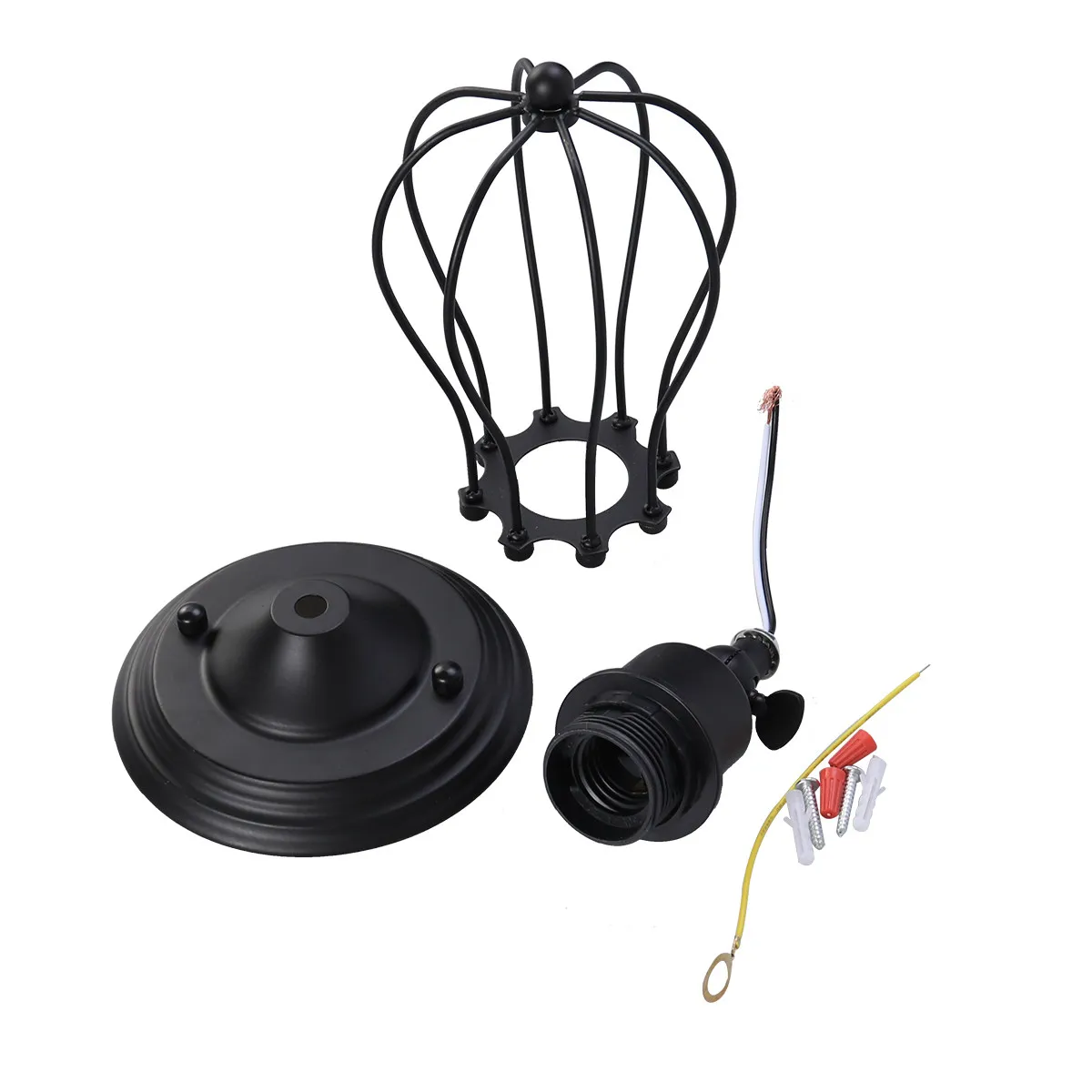 Wrought Iron Retro Wall Lamp for Living Room Bedroom Hallway Garden Fence Courtyard Driveway Stairs E27 Socket Black Without