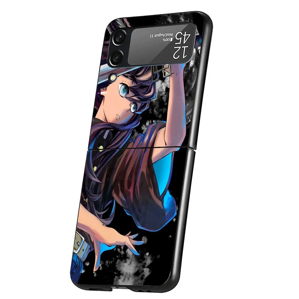 Demon Slayer Tokitou Muichirou Cover Phone Case For Samsung Galaxy Z Flip 6 5 4 3 5G Flip6 Flip5 Flip4 Flip3 Black Hard Fundas S