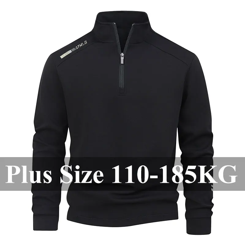 Zippered Plus Size Men's Sweatshirts 5XL 6XL 7XL Casual Loose Stand Collar Spring Autumn Winter Stylish Outerwear Male Clothing
