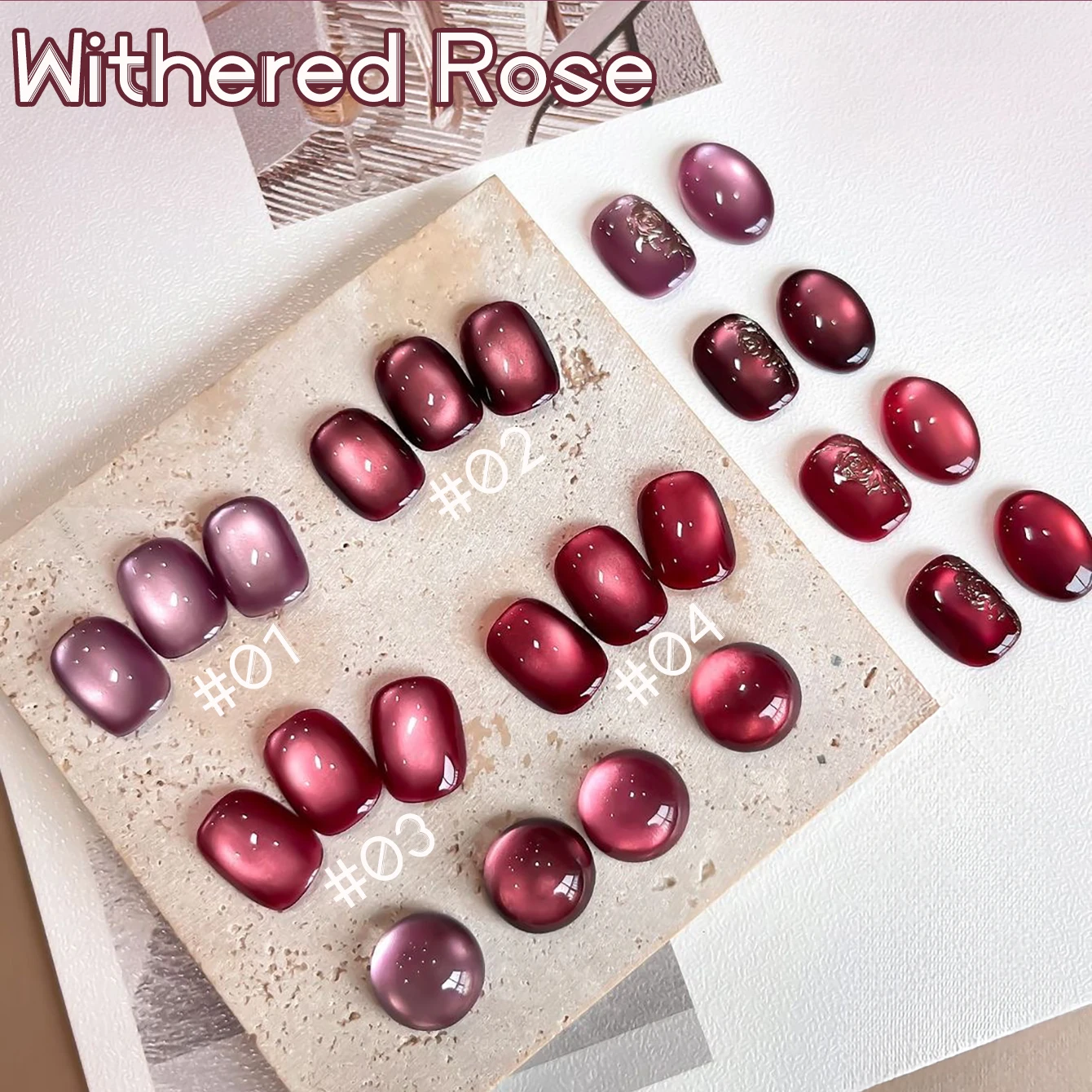 1-6pcs PSK Winter Dry Rose Series Cat Eye Gel Nail Polish 2025 New Popular Whitening Temperament Versatile Nail Art Red Nails
