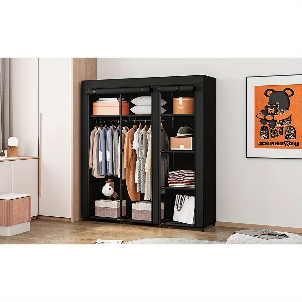 Portable Hanging Wardrobe Closet Organizer – Metal Frame with Non-Woven Fabric Panels, 51 Inch Tall, Foldable & Space-Saving Sto - view 4