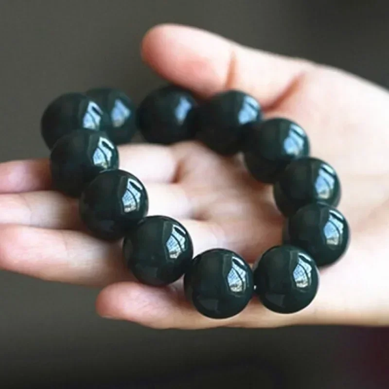 

Natural Green Jade Elastic Bead Bracelet Men Women Nephrite Healing Jewelry Chinese Hetian Jades Beaded Lucky Amulet Bracelets