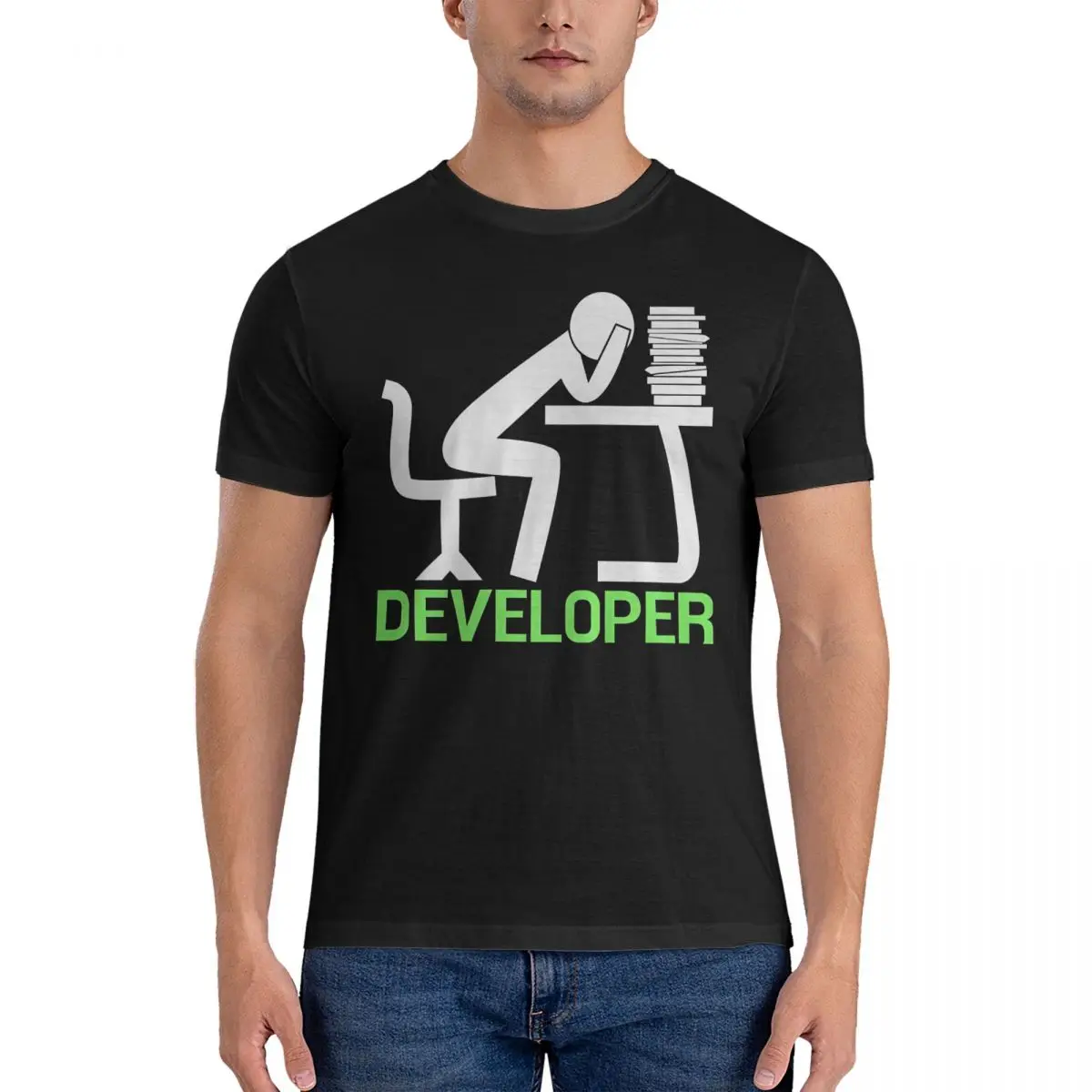 STRESS DEVELOPER Men T Shirt The Passionate Programmer Vintage Tee Shirt Short Sleeve O Neck T-Shirt 100% Cotton Unique Clothes