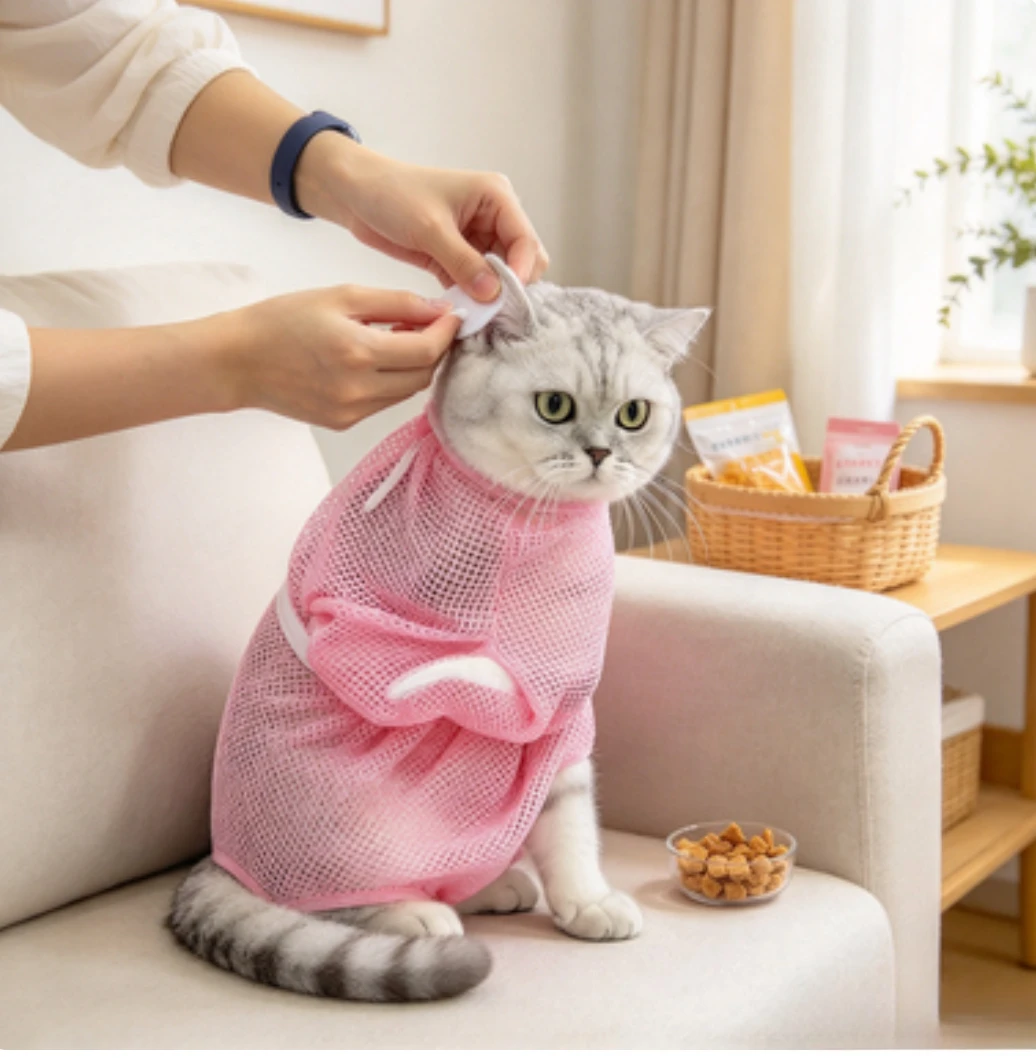 Cat Bath Restraint Bag, Anti Scratch and Anti Bite Cat Beauty Bag, Used for Bathing, Trimming Nails, and Ear Cleaning