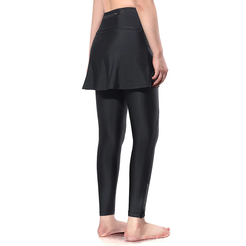 Female outdoor road bike anti-glare skirt and pants,high-waisted silicone shock-absorbing sponge pad,black and durable