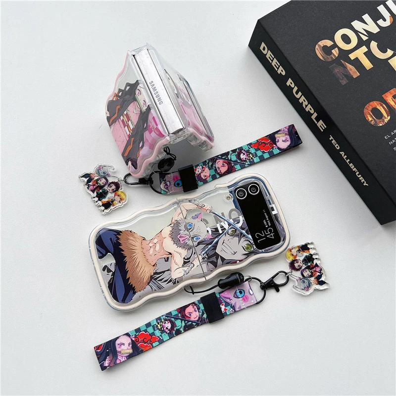 Cute Cartoon Japan Anime Demon Slayer Phone Case For Samsung Galaxy Z Flip 7 6 5 Hard TPU Cover For Z Flip 4 3 With lanyard - view 5