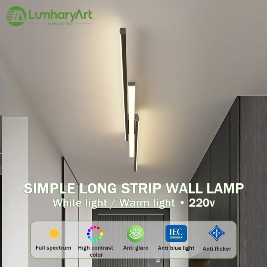 

Modern Long Strip Ceiling Lights LED Simple Line Strip Light Living Room Dining Room Staircase Bedroom Chandeliers Wall Lamp