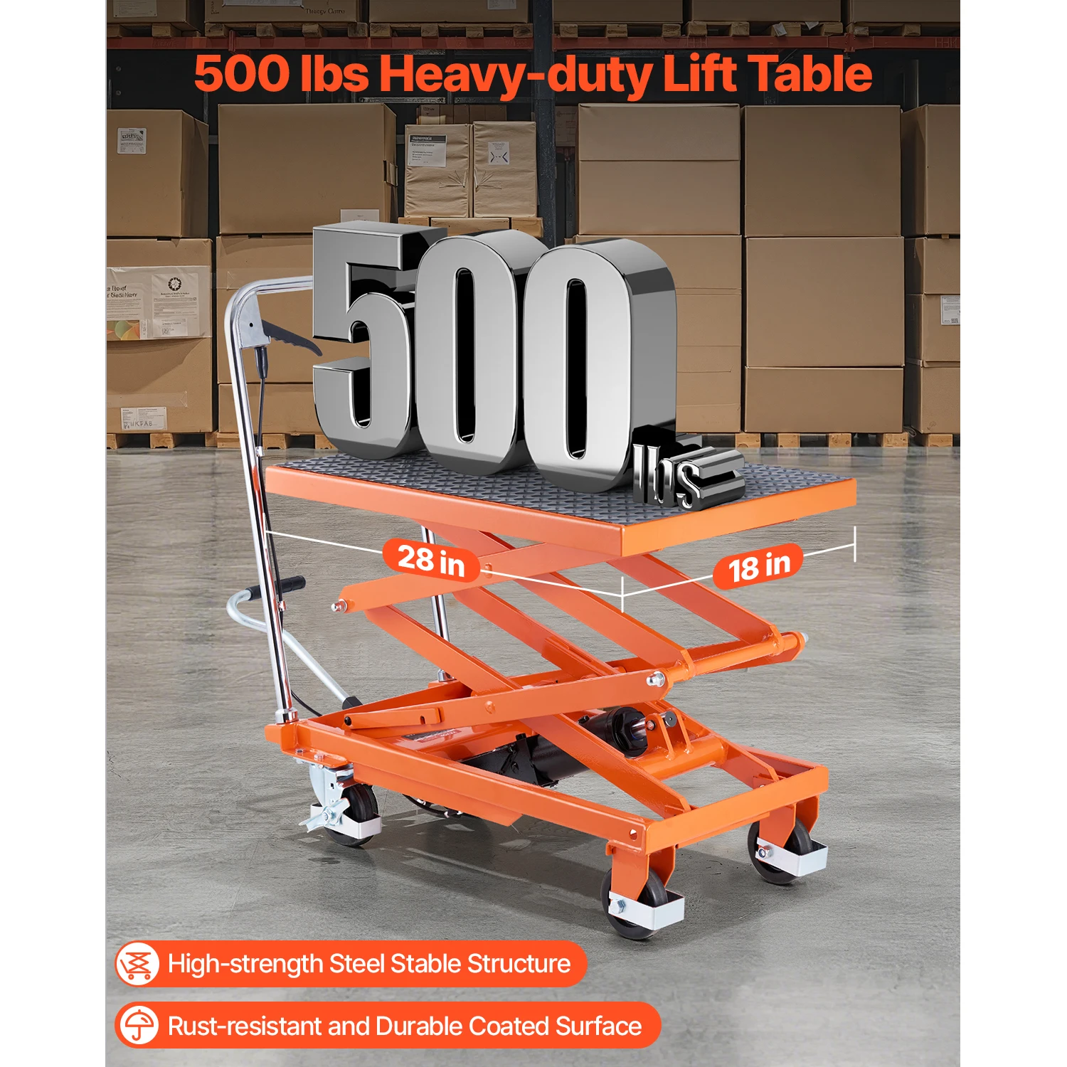 SucceBuy 500lbs Double Scissor Hydraulic Lift Table Cart 47.2