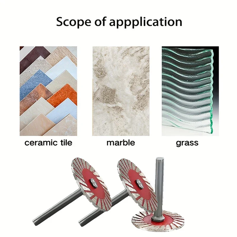 2/4/7pcs Red Diamond Turbo Mini Carving Circular Saw Blade Diamond and 6mm Handle for Granite Marble Ceramic Tile Cutting