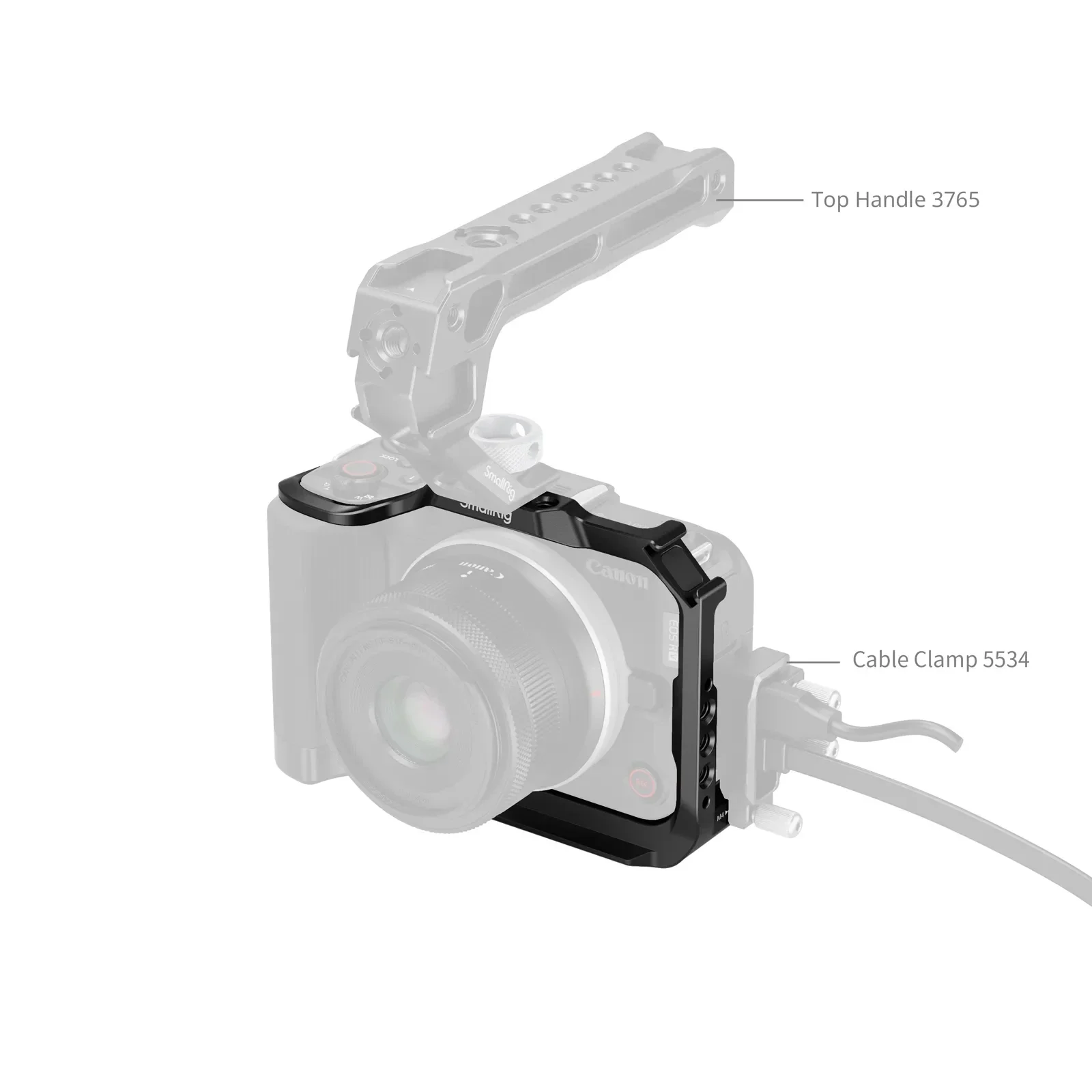 قفص كاميرا صغير الحجم لكاميرات Canon EOS R50 V مع قبضة Arca-Swiss لوحة الإصدار السريع حامل الحذاء البارد لحوامل ثلاثية الرؤية Gimbal