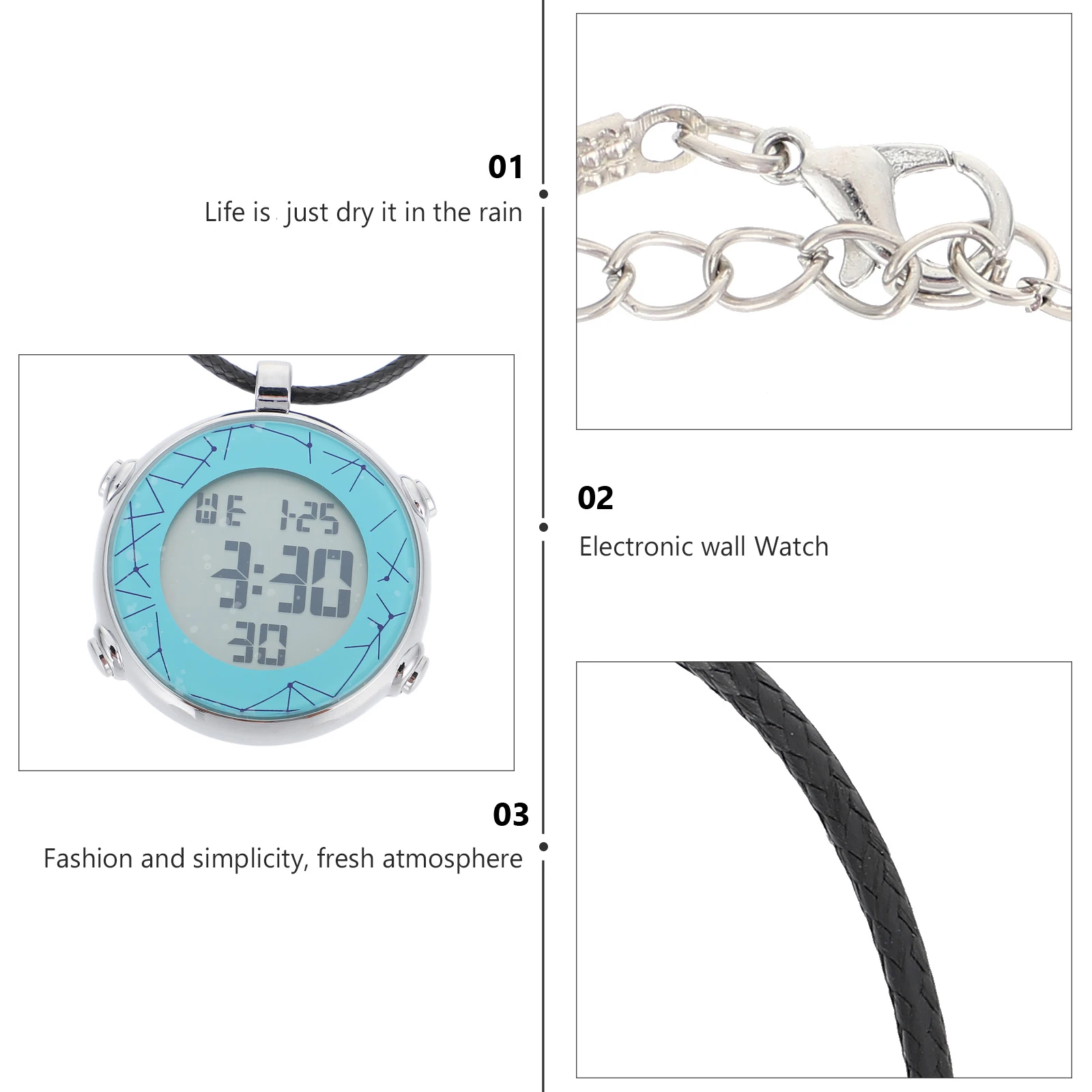 

Electronic Hanging Watch Stainless Steel Digital Alarm Necklace Pocket Watch Men Women 24h Chronograph Calendar Display