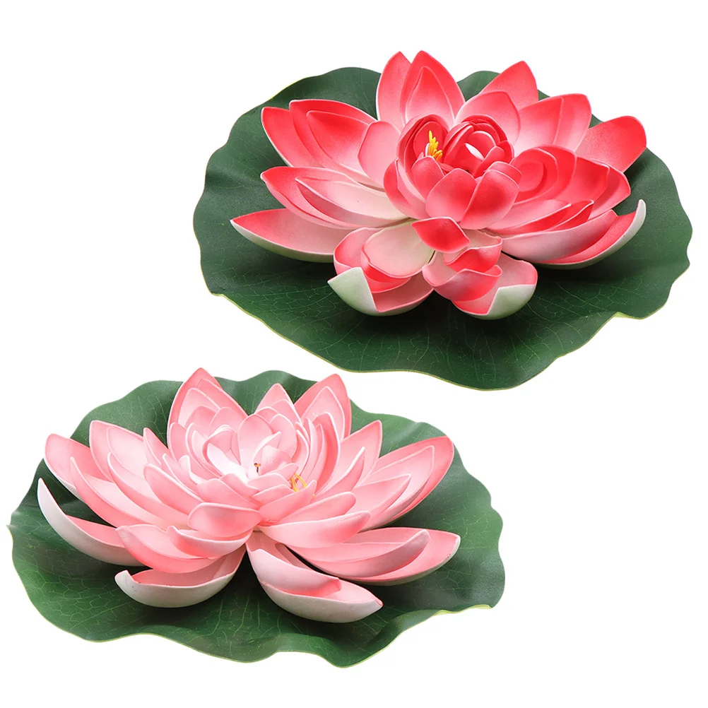 2개 인공 연꽃 장식물, 연못, 수영장, 정원용 가짜 꽃, 시뮬레이션 식물 장식, 어항 분수용