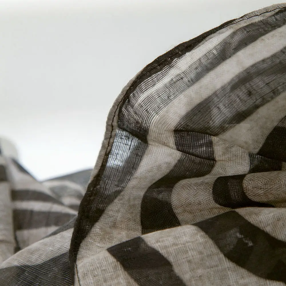 Women Zebra Striped Square Shawl For Topshrub Vintage Cotton Linen Scarf Summer Lightweight Sunscreen Head Wrap