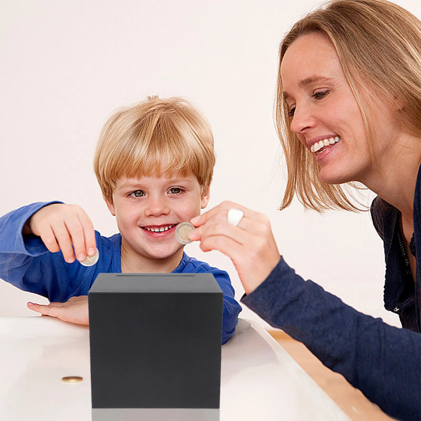 

Stainless Steel Savings Bank Unique Design Unopenable Coin Holder Compact Portable Money Box Piggy Bank for Adults Home