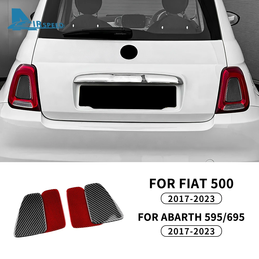 Real Soft Carbon Fiber Sticker For Fiat 500 Abarth 595 695 2017 2018 2019 2020 2021 2022 2023 Rear Tail Light Cover 1Pair