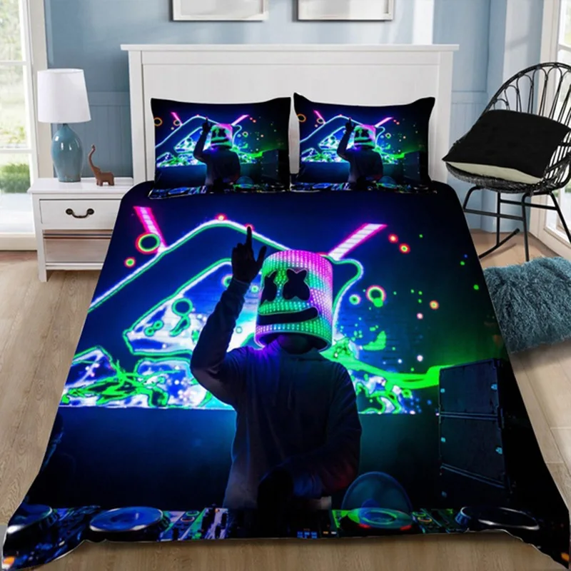 3PCS Single-sided Printed Series DJ Digital Printing Duvet Cover Bedding Set Comfortable Breathable Sheet  Comforter  Bed Set