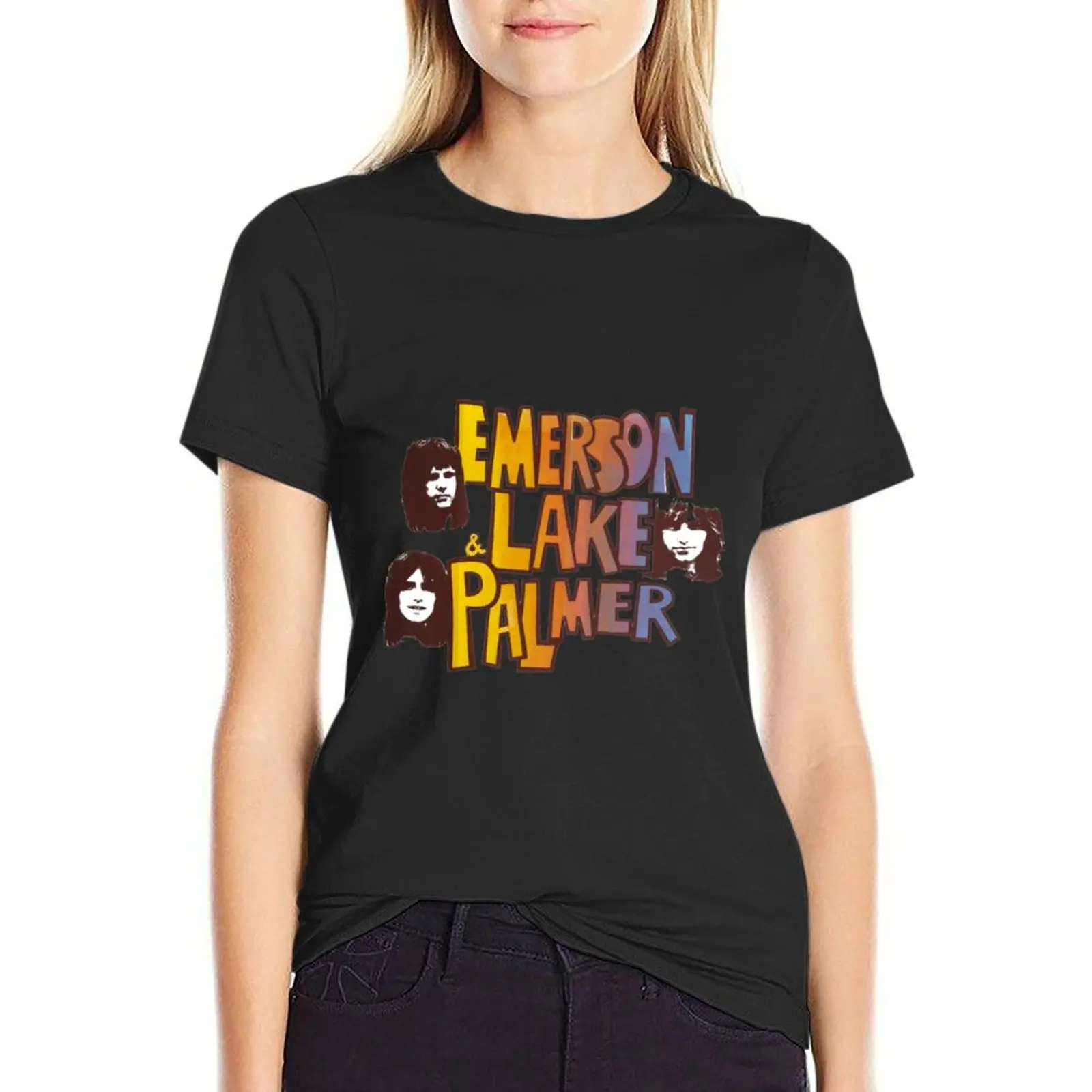 Emerson Lake and Palmer- ELP band T-Shirt blacks quick drying plain Woman fashion