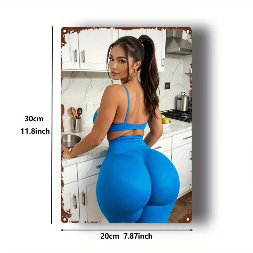 خمر جدار معدني الفن الرجعية سيدة اللباس الأزرق تسجيل 8x12 بوصة الحديد ديكور