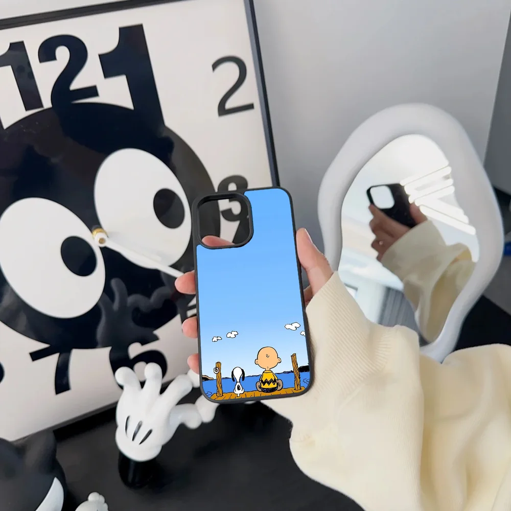 Cute S-Snoopys Cartoon Phone Case For IPhone 11 12 13 14 15 16 Plus Pro Max Mirror Acrylic PC TPU Cover