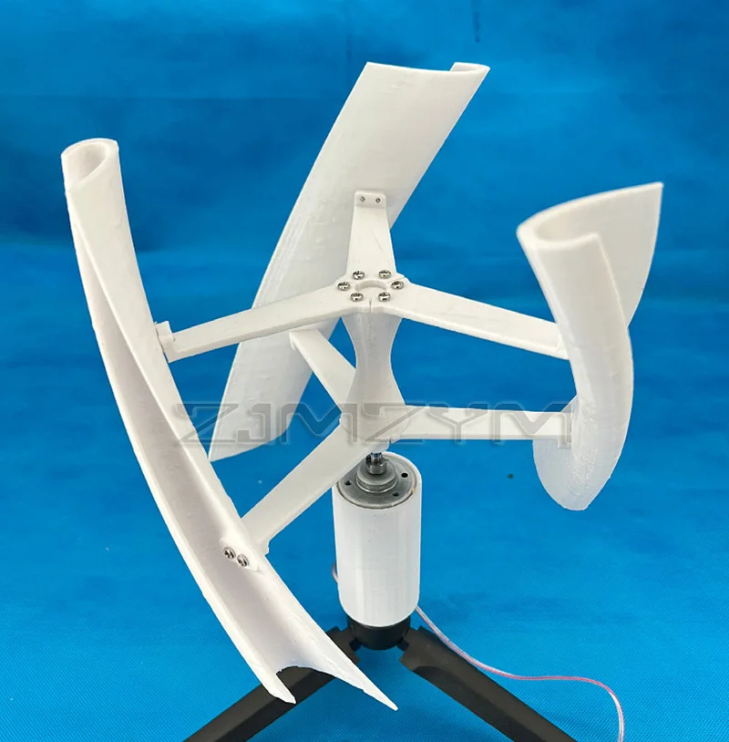 DIY Mini Vertical Axis Wind Turbine Fan Blade 3D Printed Brushless DC Generator Motor with Triangular Brake Fixed Base for PAL