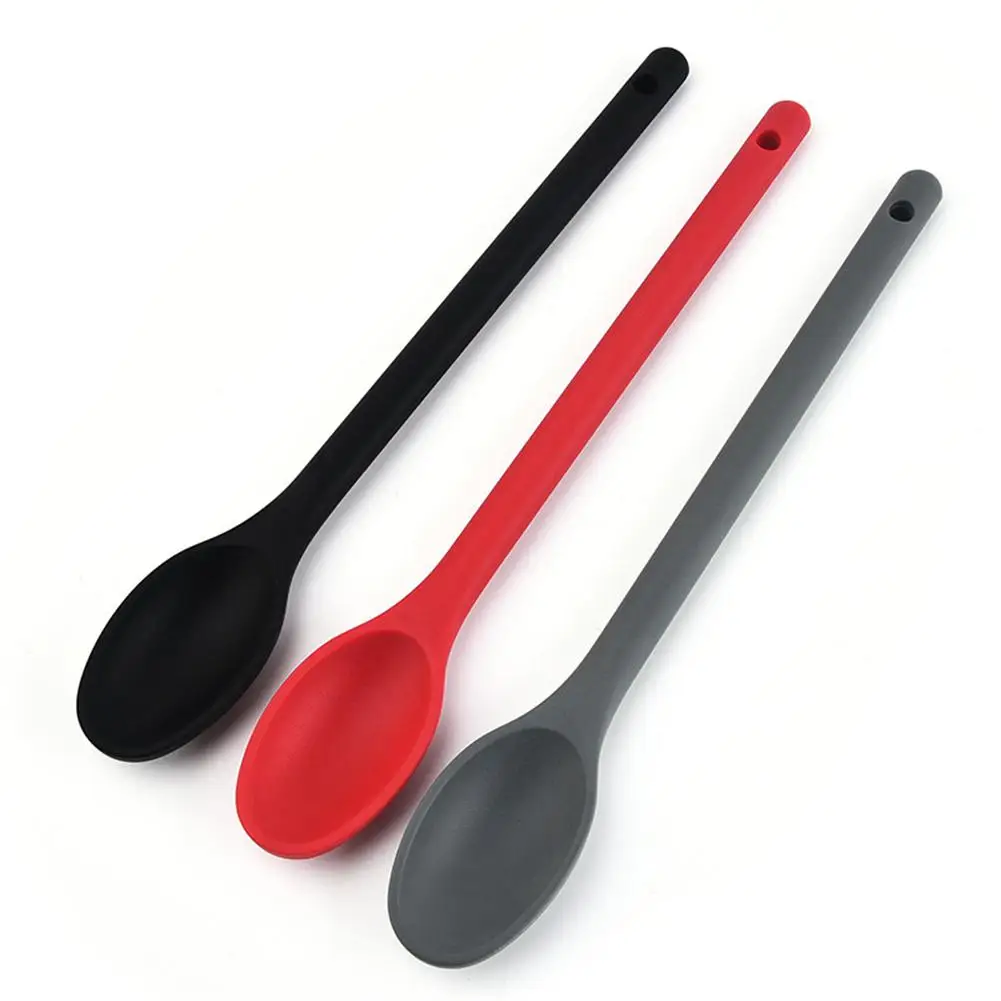 Large Long Handle Silicone Spoon Kitchen Cooking Baking Heatproof Spoon Food Stirring Grade Silicone Cooking Utensil Kitchenware