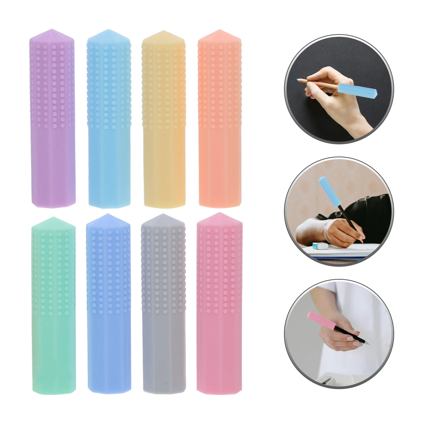 8 Pcs Chew Silicone Pen Case Student Stimulation Focus Tools Silica Gel Pencil Eraser Toppers