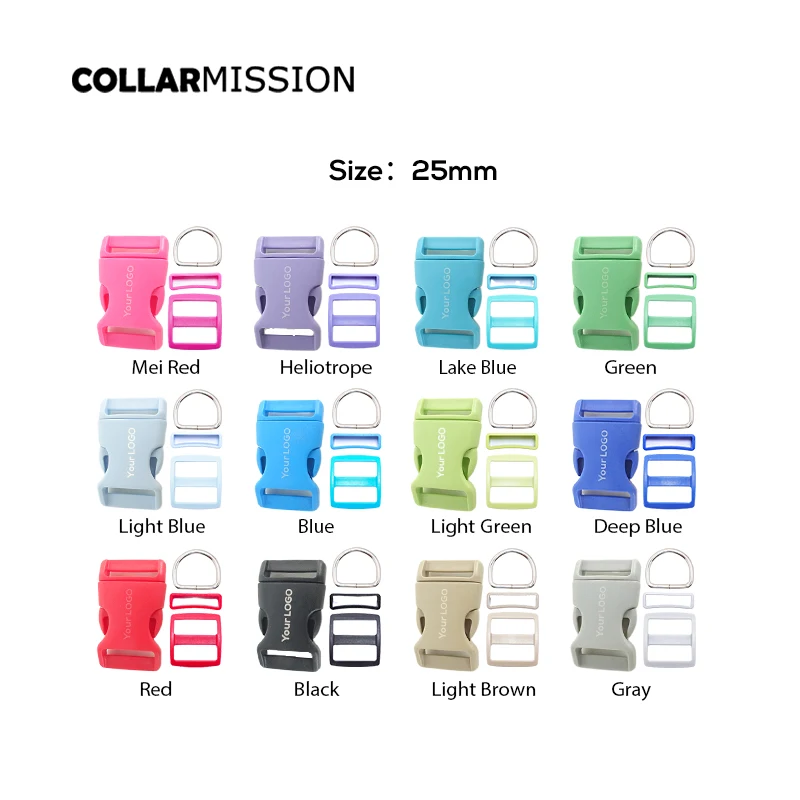 1set (plastic buckle+Tri-Glid+square keeper+D ring) DIY engraved dog 12 colours 25mm webbing sewing accessory high quality