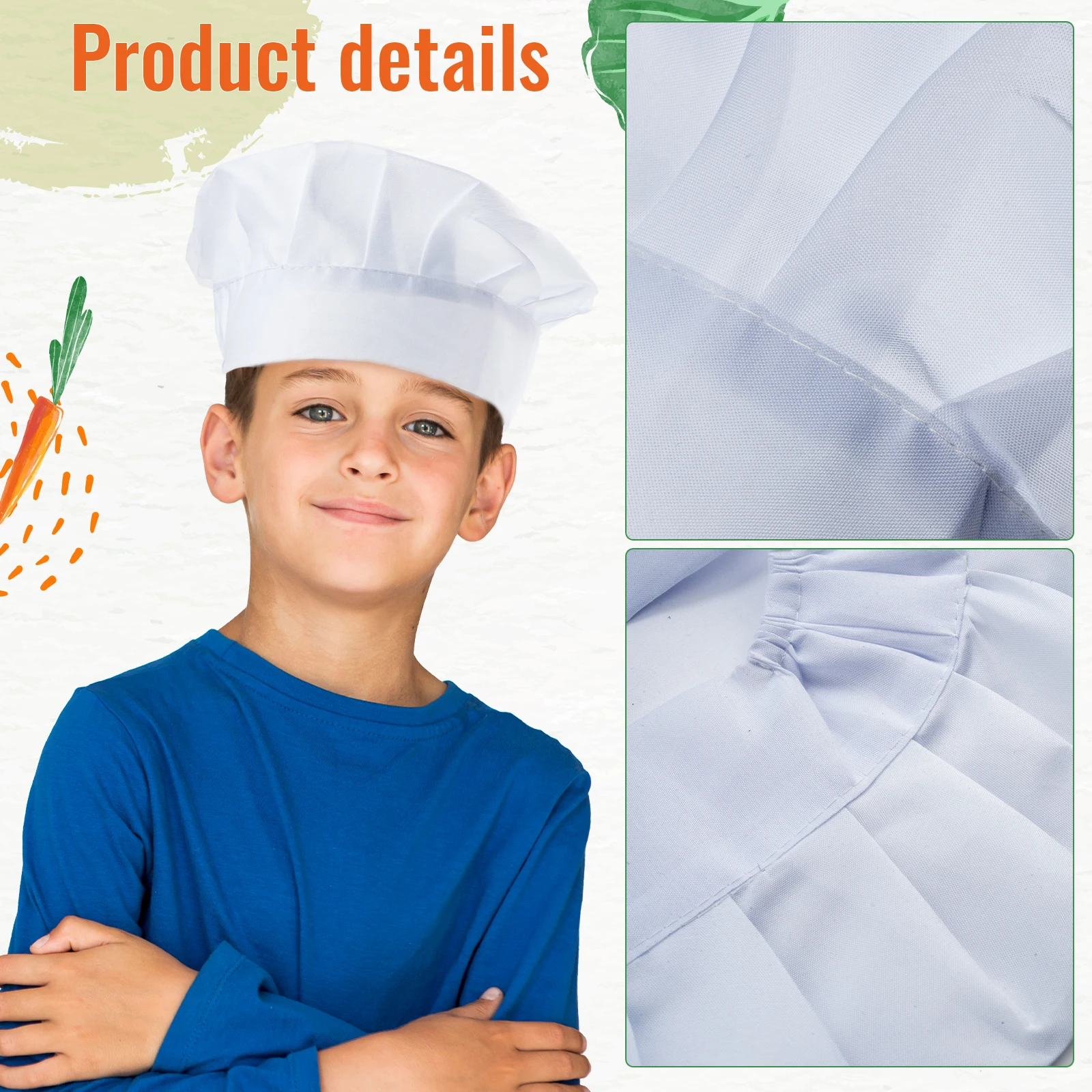 1 Pcs Kid Baking Baby Kitchen White Party Cap Hat Costume Kid Chef Hat Bakers Children Cooking Hat Mushroom Design