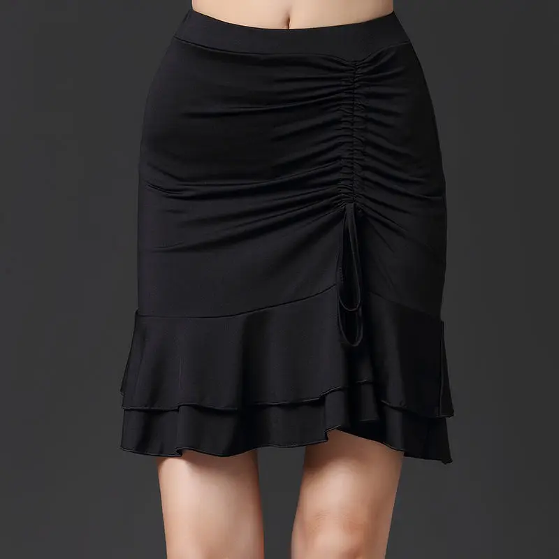 Latin Dance Rok Nieuwe Vrouwelijke Volwassen Onregelmatige Rok Moderne Cha-Cha Rumba Professionele Concurrentie Praktijk Korte Rok