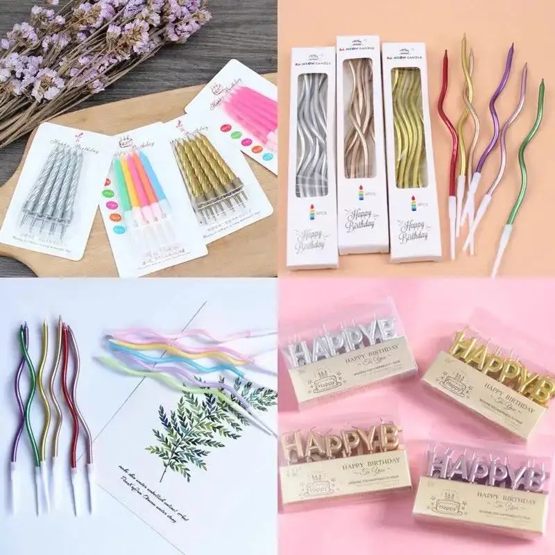 Shiny Curved Birthday Candles Metallic Finish 6PCS Per Pack For Cake Decorations Birthday Parties