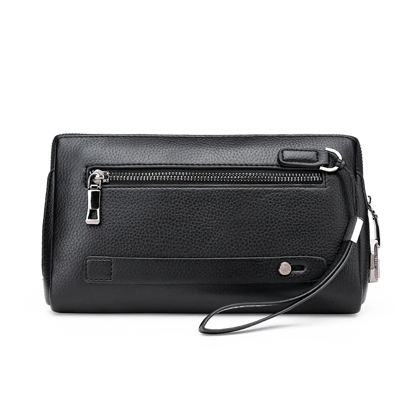 3 Layers Design Stylish Men's Money Pouch Fashion Business Men's Handbag Clutch Bag Anti-theft Lock PU Leather Male Waist Bag