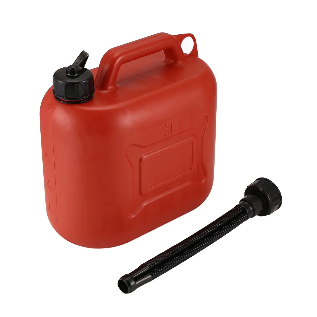 5L Car Fuel Tank Can Spare Plastic Petrol Gas Container Anti-Static Fuel Carrier with Pipe for Car Travel