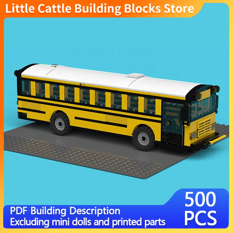 City Car Model MOC Building Bricks Yellow Flat Front School Bus Modular Technology Gifts Holiday Assemble Toys Suit Display