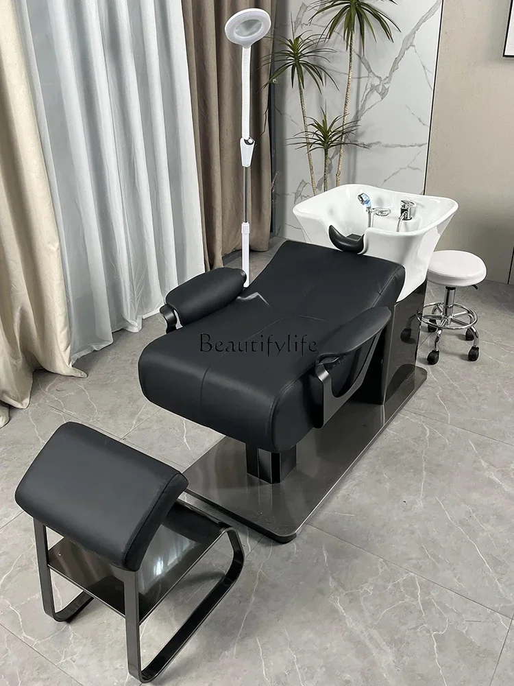 

Lying Half Shampoo Chair Hair Saloon Dedicated Flush Massage Couch Ceramic Basin