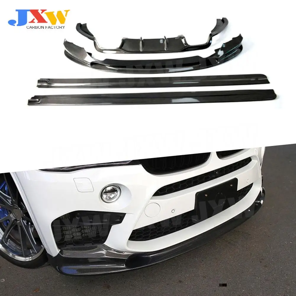 

Carbon Fiber Front Bumper lip Rear Diffuser Spoiler Side Skirts For BMW F85 F86 X5M X6M 2015-2018 3 D Style Body Kit