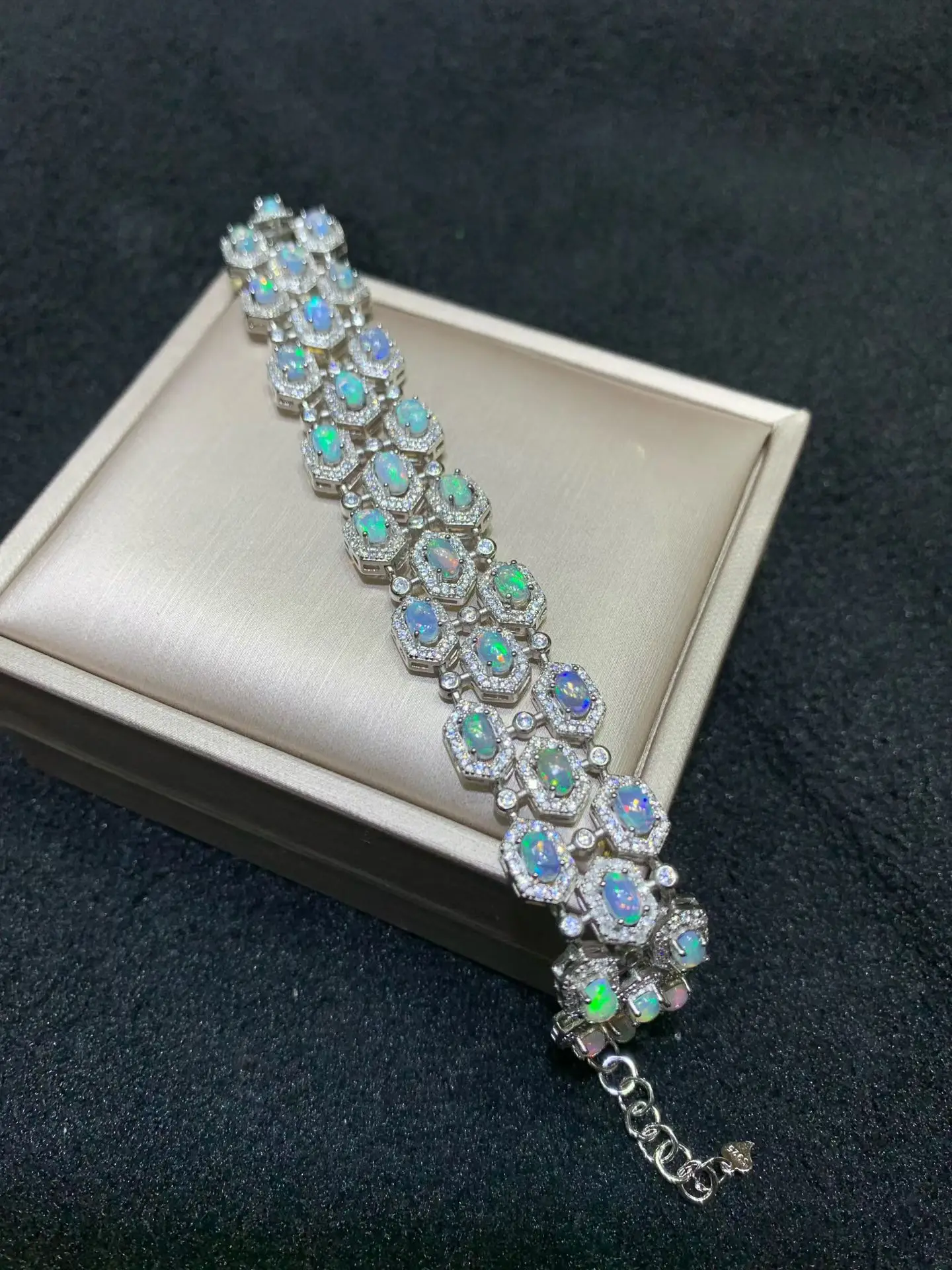 Luxury Natural White Opal Bracelet 925 Silver Good Quality Ethiopian Opal Gemstone 3*4mm for Women Party Birthday Jewelry Gift