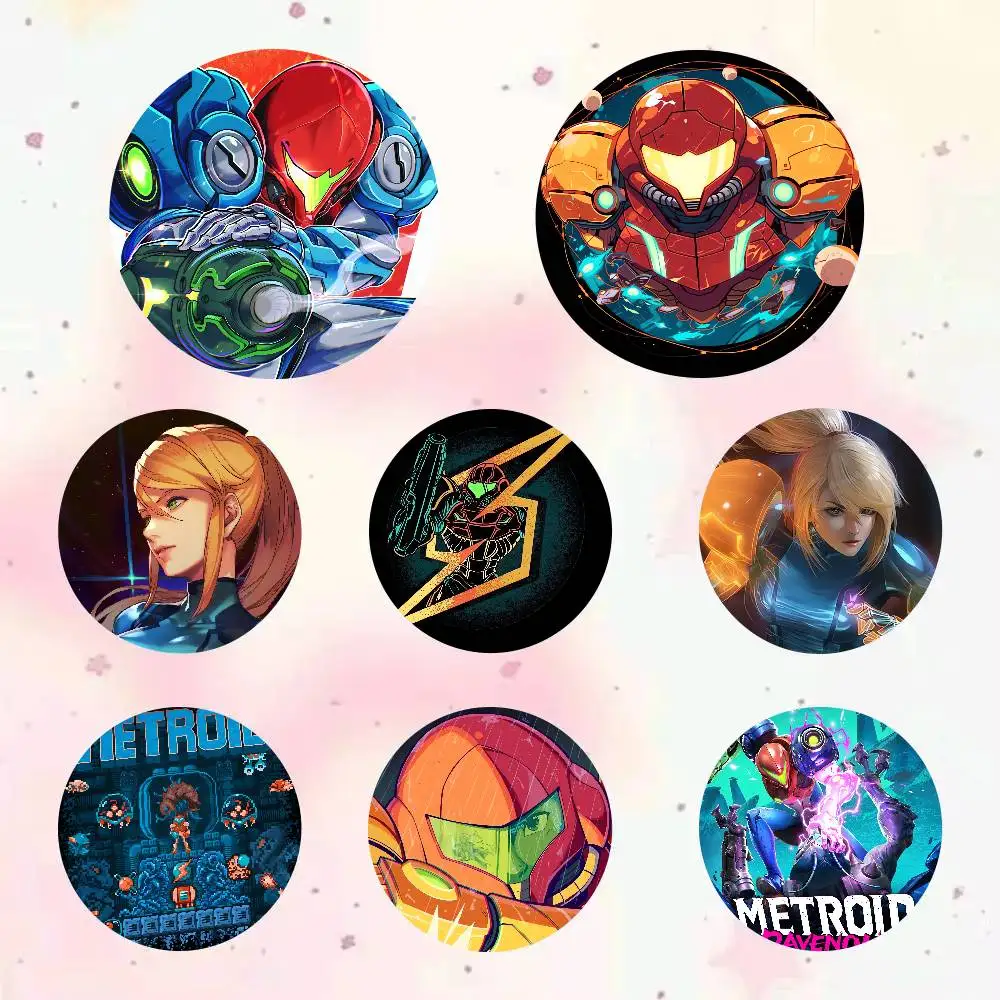 Game Metroid Anime Pins Creative Brooches Character Icon Badges For Clothes Decoration Backpack Accessories Gifts