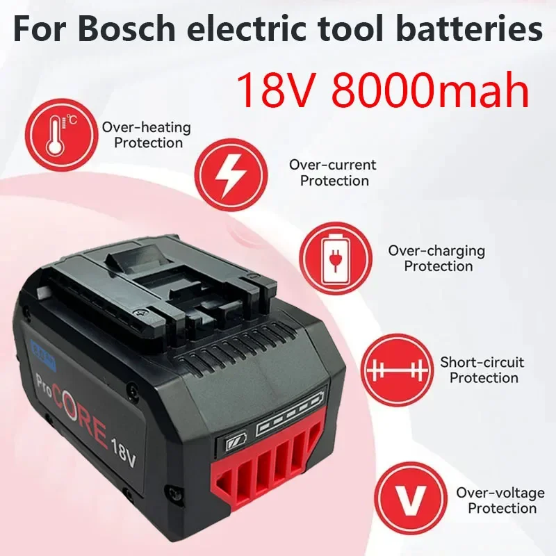 

For Bosch 18V 8000mAh battery replacement professional wireless BAT609 BAT618GBA80 built-in 21700 battery