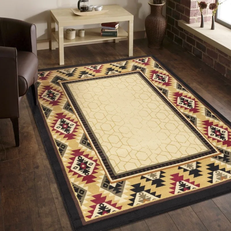 Tribes GC_YLS4007 Cremefarbener, 90 x 90 cm großer Teppich für den Südwestbereich