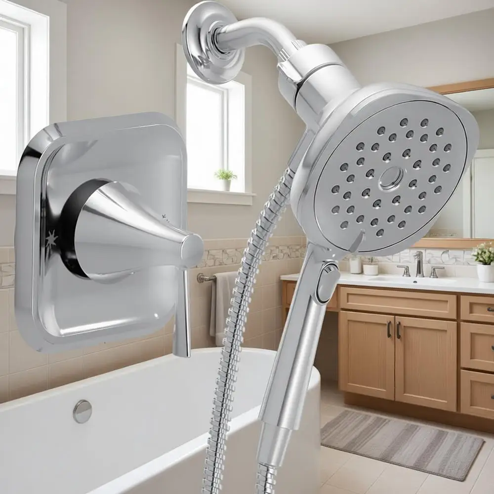 

Single-Handle Pull-Down Shower Faucet with Square Handheld Rain Shower Spray Featuring Magnetix, Included