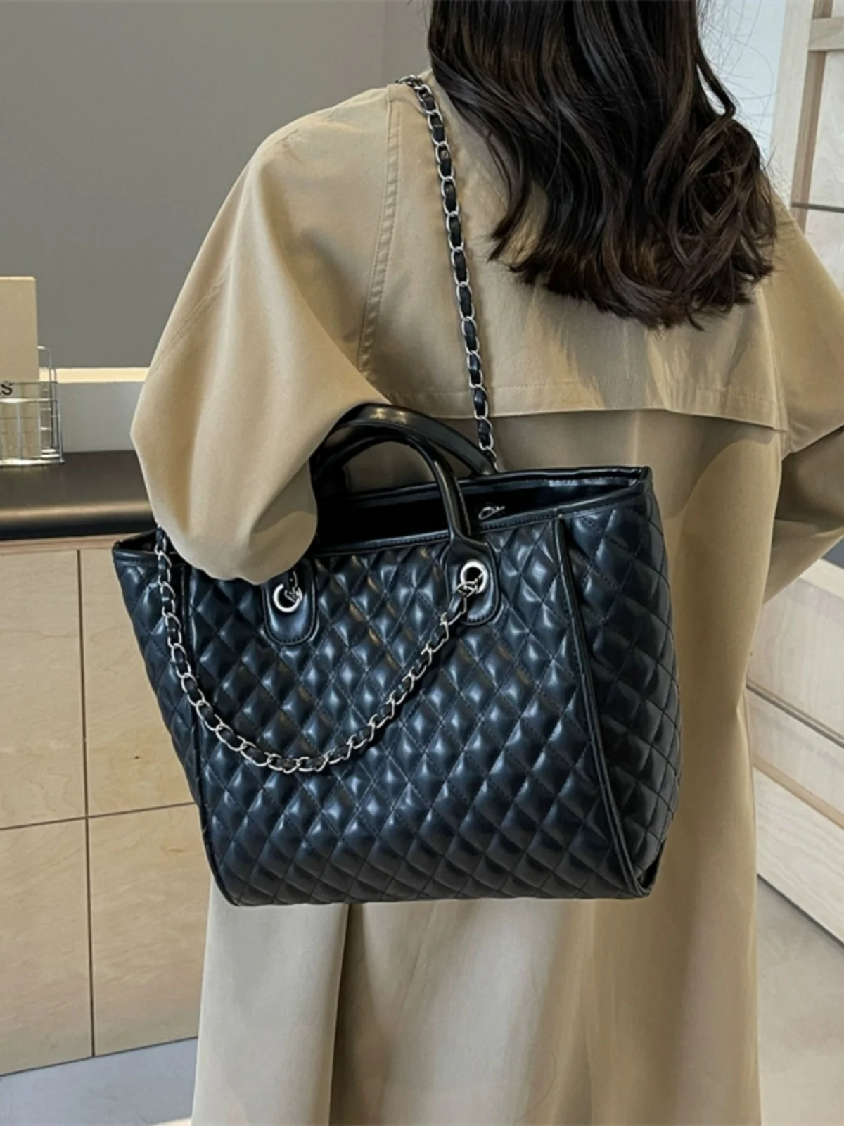 

Faionable Large Capaci Diamond id Chain Women's Crossbody Bag Sli Handbag oulder Bag Tote Bag Urban mat Da...