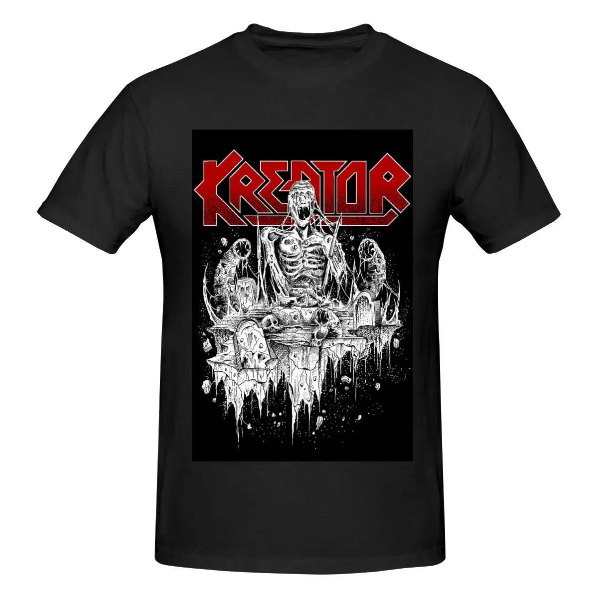 Similar-Kreator-Style Men's 100% Cotton Short Sleeve T-shirt Top Loose Tshirt