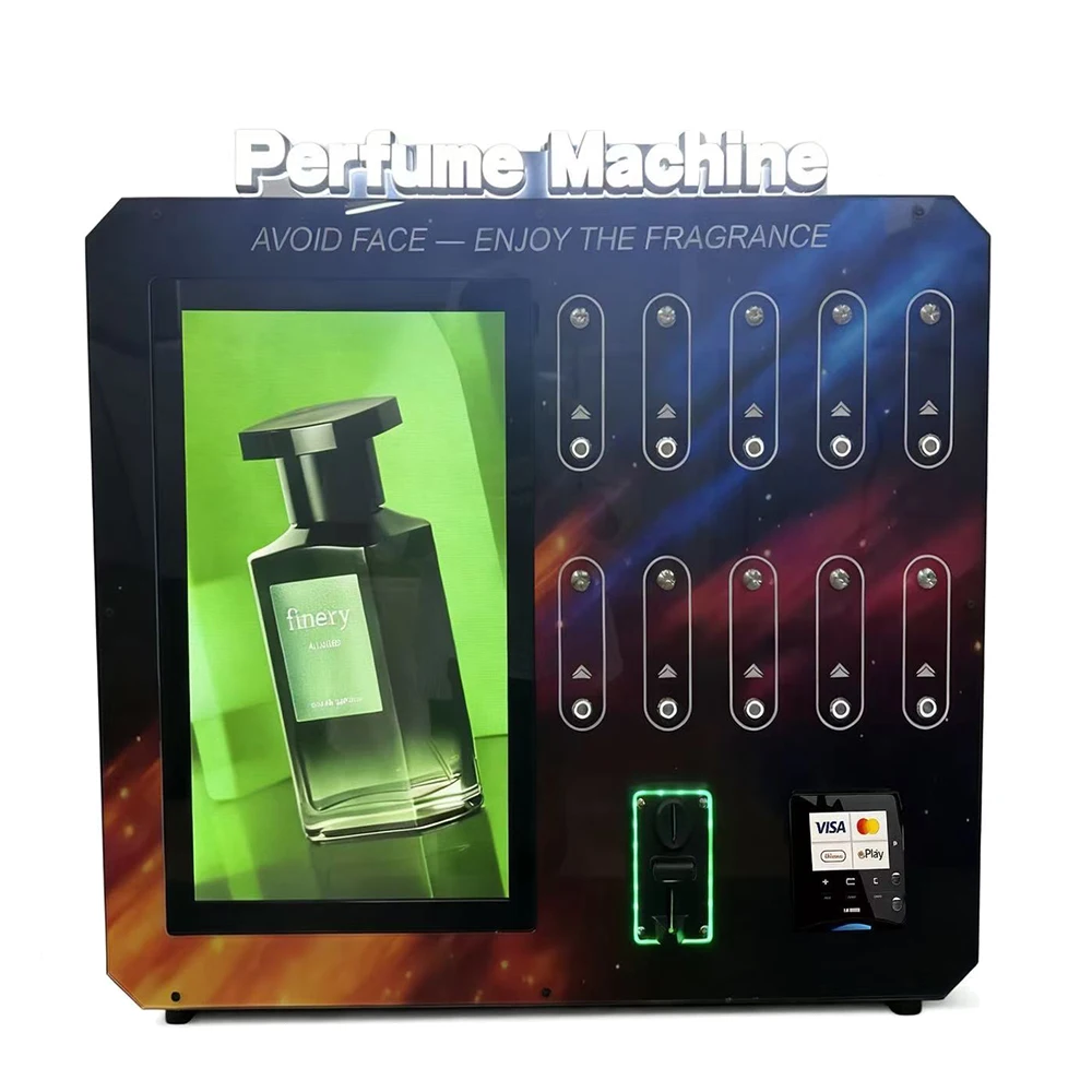 

Mini 24 Hour Self Service Scent Aroma 10 Spray Cashless Perfume Dispenser Vending Machine for Barber Shop