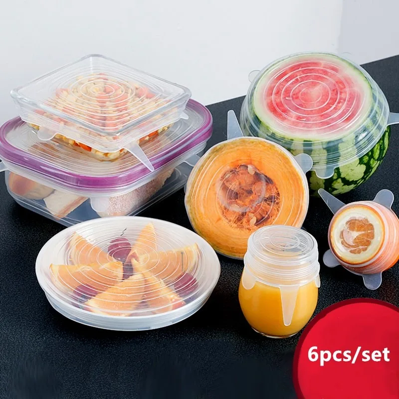 

Multifunctional 6-piece Set of Fresh-keeping Cover Dish Cover Refrigerator Microwave Oven Sealed Plastic Wrap