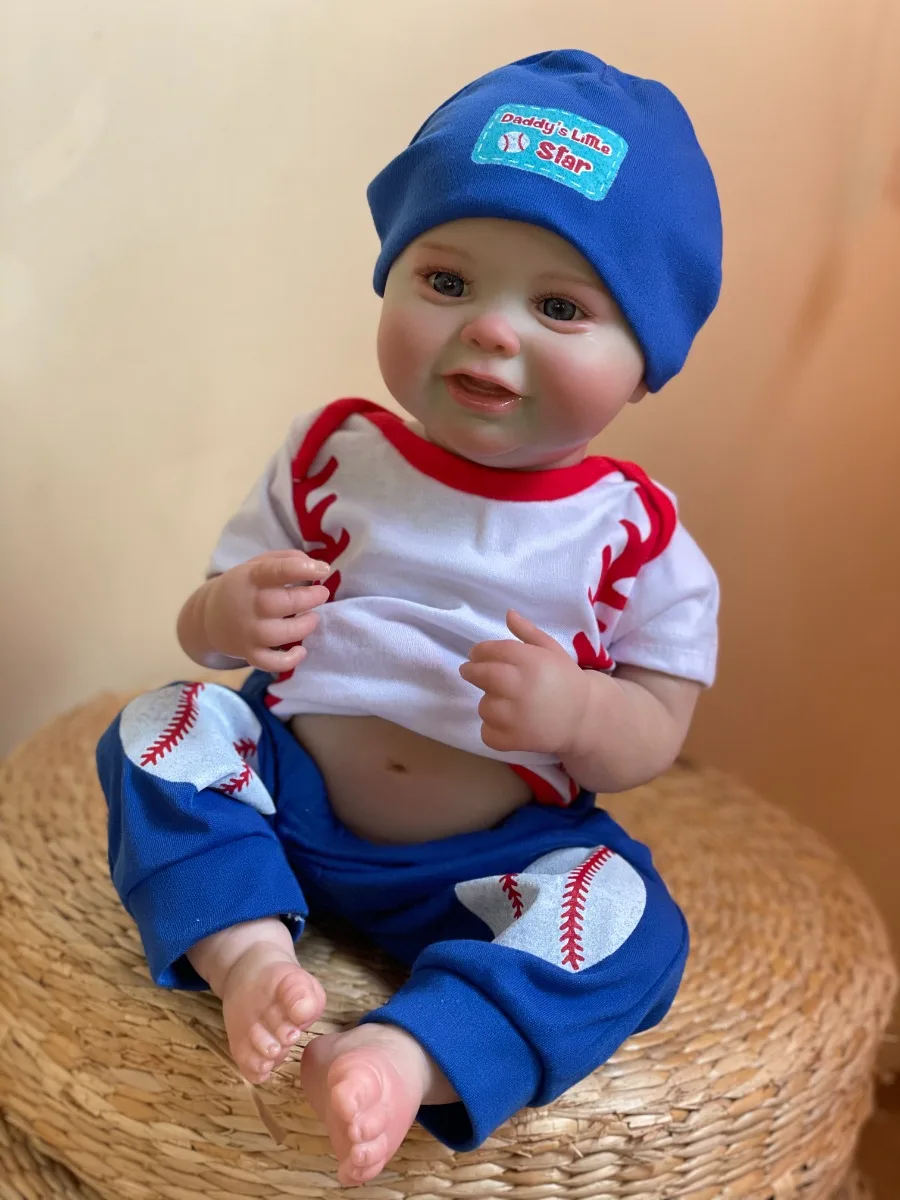 18-20 Inch Full Silicone Bald Reborn Doll Boy Handmade Newborn Doll 3D Painted Skin Bebe Reborn Doll