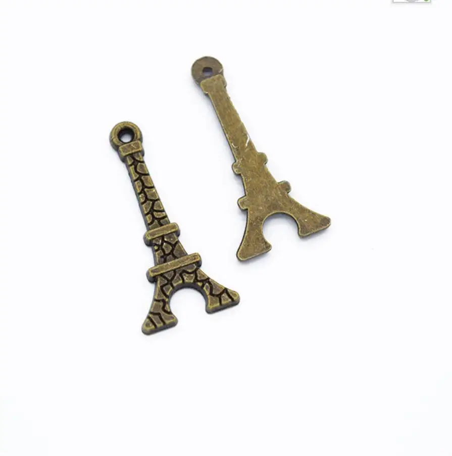25*12mm 100pcs Antique Silver Plated Bronze and Gold Colors Plated Eiffel Tower Handmade Charms Pendant for bracelet F0786 image 3