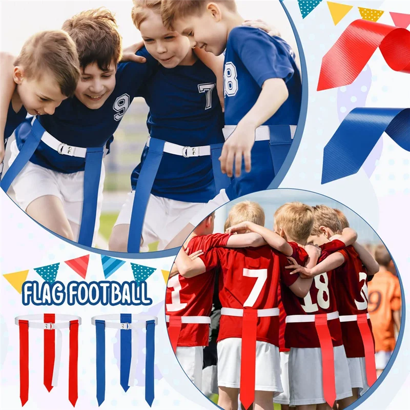 

Y49A-12 Player Adjustable Sliding Flag Football Set, 3 Flags Per Belt, 36 Flags Total For For Kids Adults Players