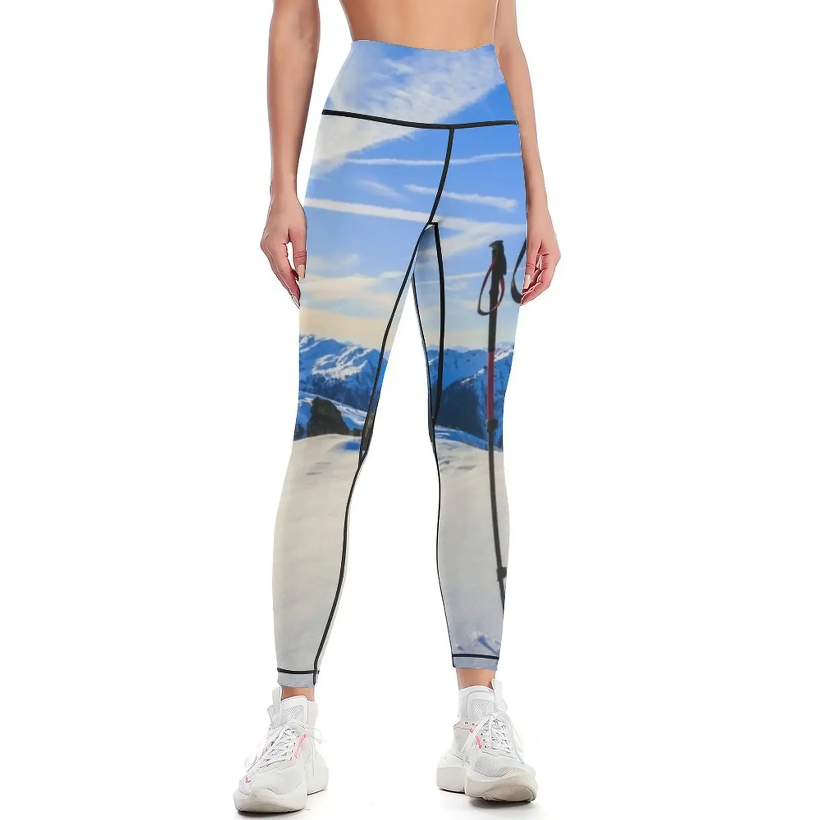 

Ski Mountain Scene Leggings Jogger pants Women's push up push up legging harem pants Womens Leggings